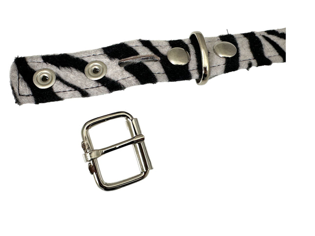 BT117L-ZEB ZEBRA FUZZY  2 ROW PYRAMID STUDDED  BELT