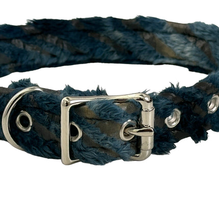 CK100FZ-075 3/4" FUZZY ZEBRA FABRIC  PLAIN CHOKER