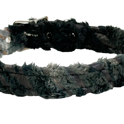 CK100FZ-075 3/4" FUZZY ZEBRA FABRIC  PLAIN CHOKER