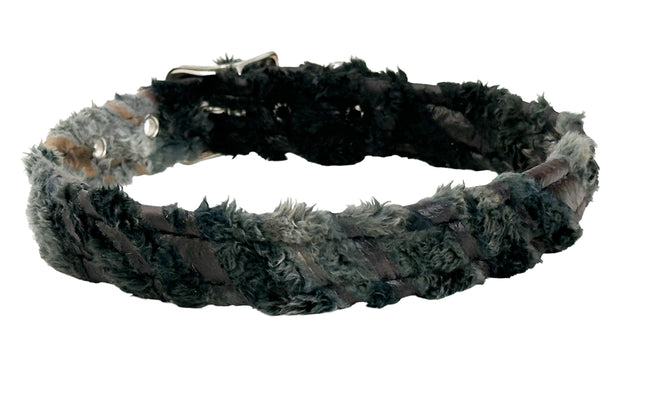 CK100FZ-075 3/4" FUZZY ZEBRA FABRIC  PLAIN CHOKER
