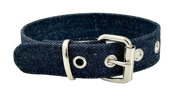 CK100DNM-125 1  1/4" DENIM JEAN  FABRIC  PLAIN CHOKER