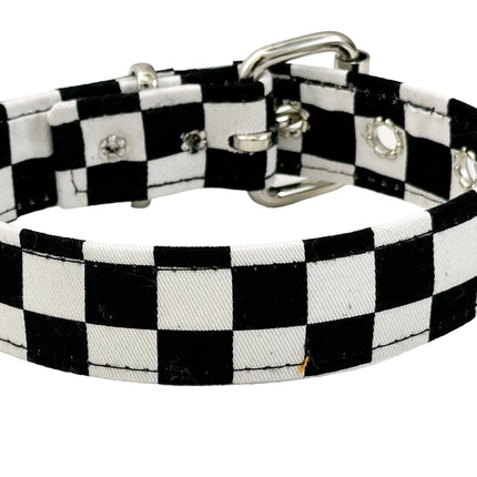 CK100CHF-125  FABRIC CHECKERED PLAIN CHOKER