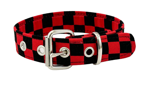 CK100CHF-125  FABRIC CHECKERED PLAIN CHOKER