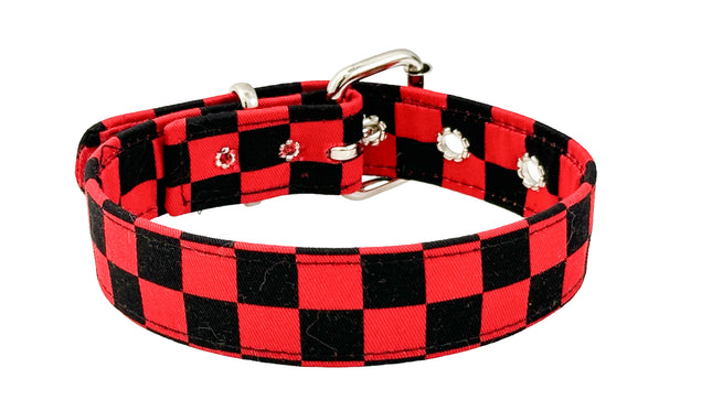 CK100CHF-125  FABRIC CHECKERED PLAIN CHOKER