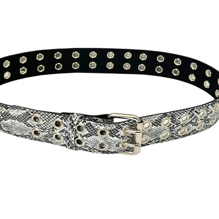 BT145SNK-WHITE  SNAKE 2 ROW GROMMET EYELET CARPENTER BELT