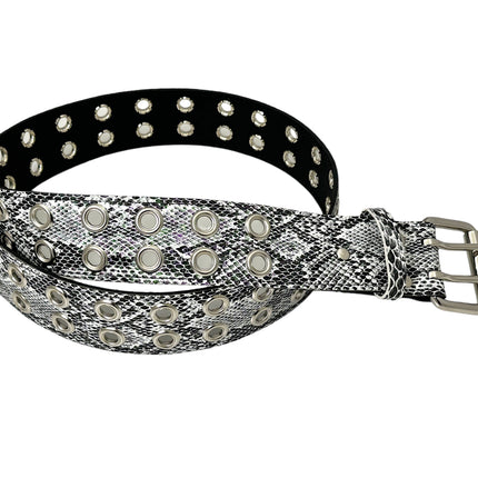 BT145SNK-WHITE  SNAKE 2 ROW GROMMET EYELET CARPENTER BELT