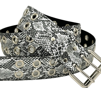 BT145SNK-WHITE  SNAKE 2 ROW GROMMET EYELET CARPENTER BELT