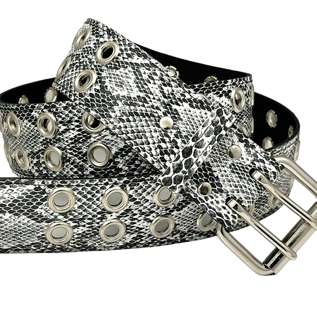 BT145SNK-WHITE  SNAKE 2 ROW GROMMET EYELET CARPENTER BELT