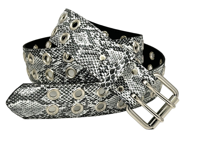 BT145SNK-WHITE  SNAKE 2 ROW GROMMET EYELET CARPENTER BELT
