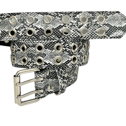 BT145SNK-WHITE  SNAKE 2 ROW GROMMET EYELET CARPENTER BELT