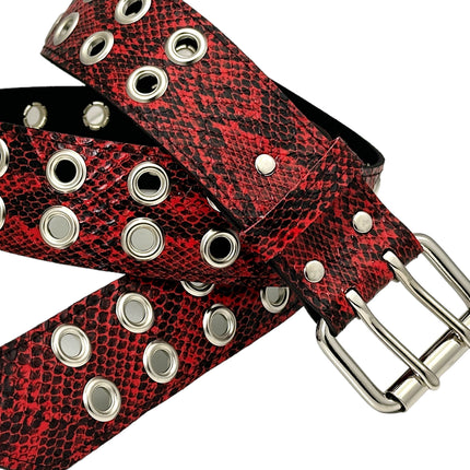 BT145SNK-RED SNAKE 2 ROW GROMMET EYELET CARPENTER BELT