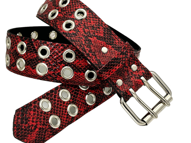BT145SNK-RED SNAKE 2 ROW GROMMET EYELET CARPENTER BELT