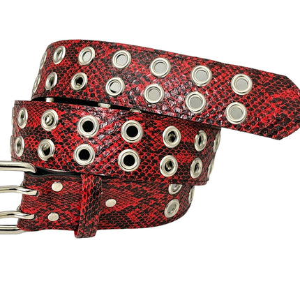 BT145SNK-RED SNAKE 2 ROW GROMMET EYELET CARPENTER BELT