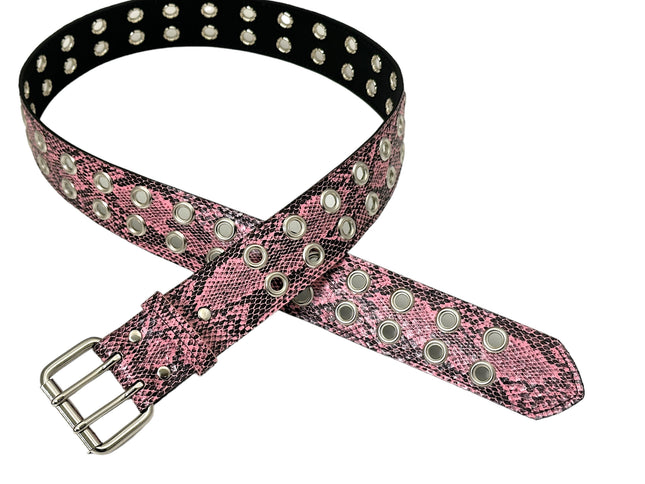 BT145SNK-PINK SNAKE 2 ROW GROMMET EYELET CARPENTER BELT