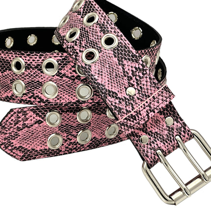 BT145SNK-PINK SNAKE 2 ROW GROMMET EYELET CARPENTER BELT