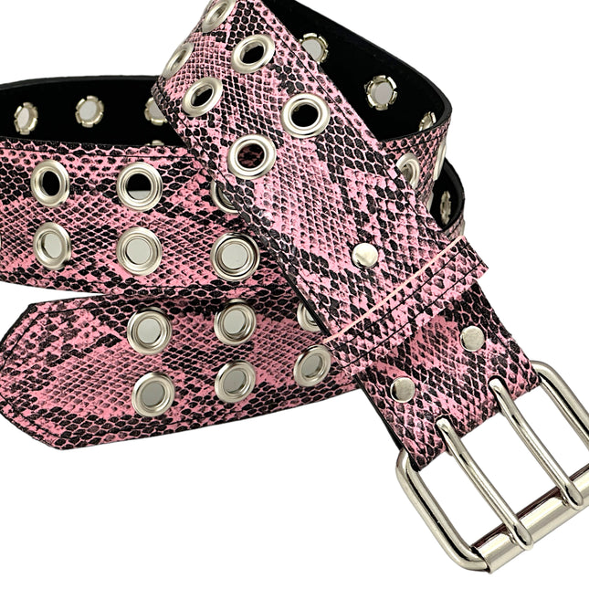 BT145SNK-PINK SNAKE 2 ROW GROMMET EYELET CARPENTER BELT