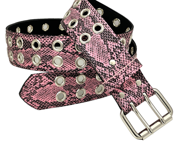 BT145SNK-PINK SNAKE 2 ROW GROMMET EYELET CARPENTER BELT