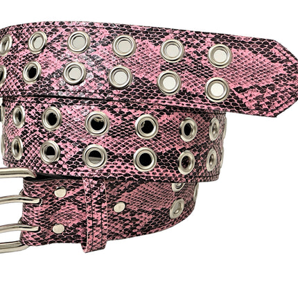 BT145SNK-PINK SNAKE 2 ROW GROMMET EYELET CARPENTER BELT