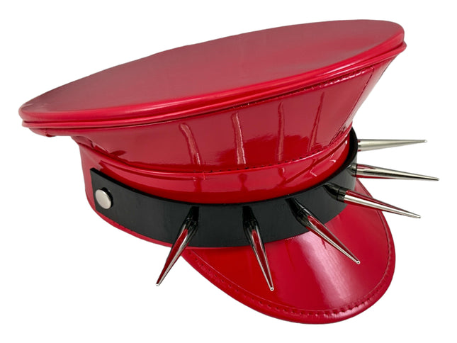 HT352RED-BLK  3" PIN SPIKE CAPTAIN HAT