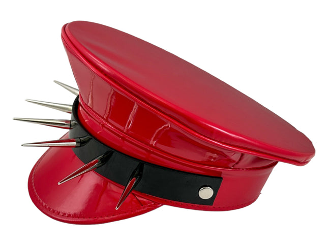 HT352RED-BLK  3" PIN SPIKE CAPTAIN HAT