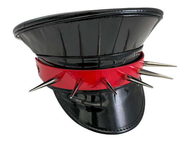 HT352P.BLK-RED  3" PIN SPIKE CAPTAIN HAT