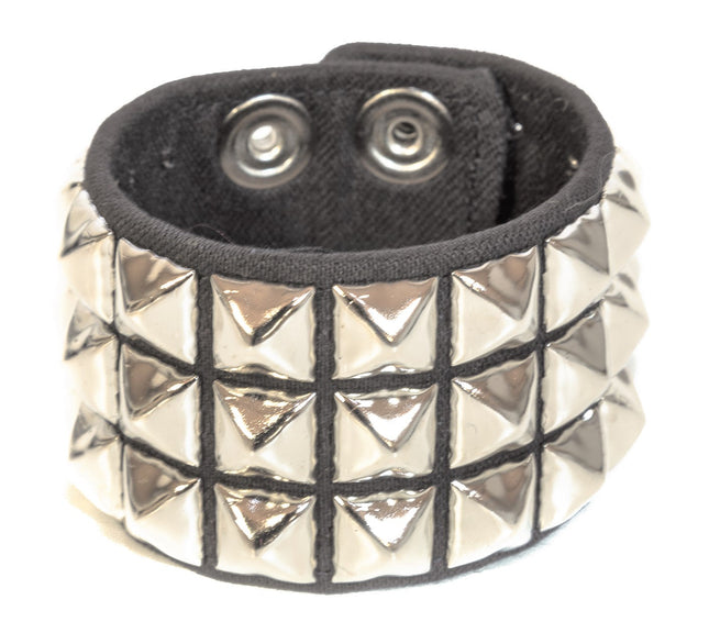 BC127C-BLK 3 ROW PYRAMID CANVAS BRACELET