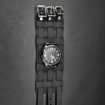 WBN-PLN LEATHER CLASSIC  WATCHBAND STYLE BUCKLE BRACELET