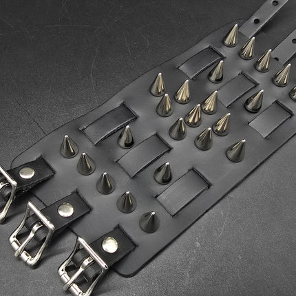 WBT-SPIKE-SC    23PCS CONE SPKE 4" WIDE WATCH BAND STYLE BRACELET CUFF