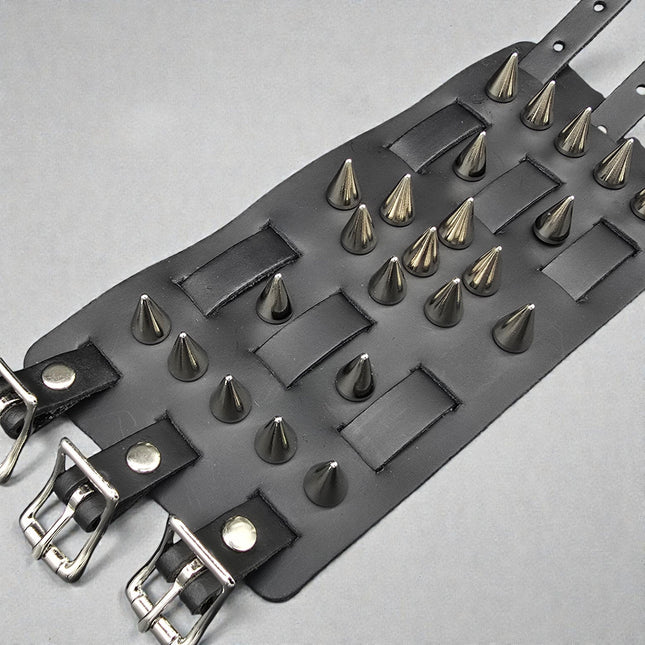 WBT-SPIKE-SC    23PCS CONE SPKE 4" WIDE WATCH BAND STYLE BRACELET CUFF