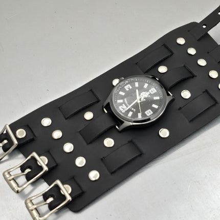 WBT-SPIKE    4" WIDE WATCH BAND STYLE BRACELET CUFF