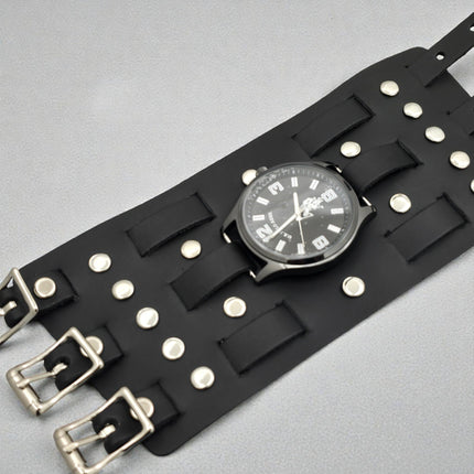 WBT-SPIKE    4" WIDE WATCH BAND STYLE BRACELET CUFF