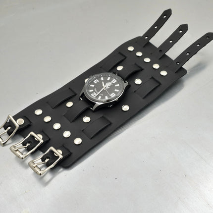 WBT-SPIKE    4" WIDE WATCH BAND STYLE BRACELET CUFF