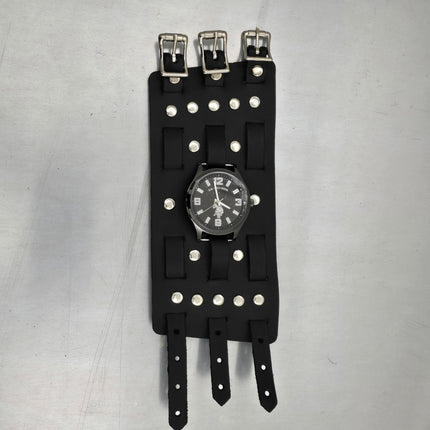 WBT-SPIKE    4" WIDE WATCH BAND STYLE BRACELET CUFF