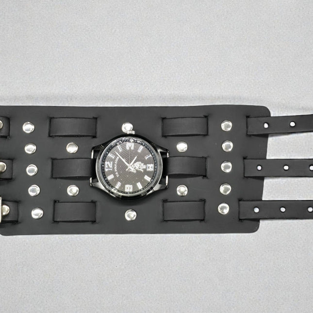 WBT-SPIKE    4" WIDE WATCH BAND STYLE BRACELET CUFF