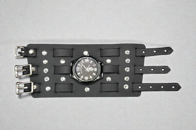 WBT-SPIKE    4" WIDE WATCH BAND STYLE BRACELET CUFF