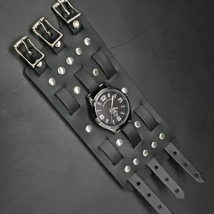 WBT-SPIKE    4" WIDE WATCH BAND STYLE BRACELET CUFF