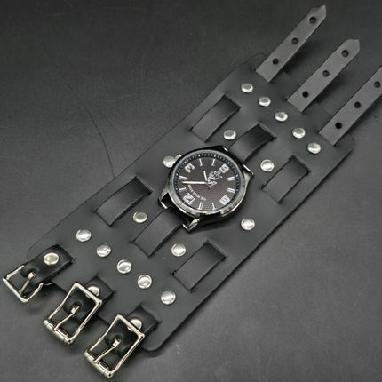 WBT-SPIKE    4" WIDE WATCH BAND STYLE BRACELET CUFF
