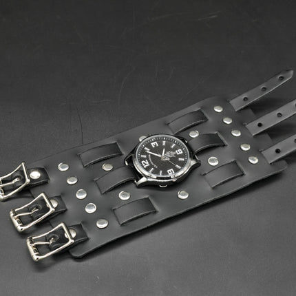 WBT-SPIKE    4" WIDE WATCH BAND STYLE BRACELET CUFF