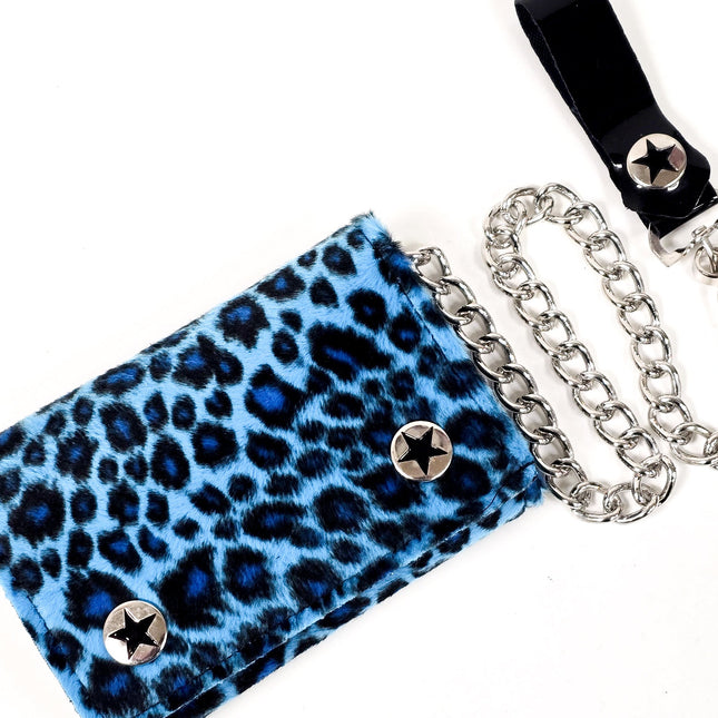 WF-LEO   HANDMADE FUZZY LEOPARD WALLET GEUINE LEATHER INSIDE