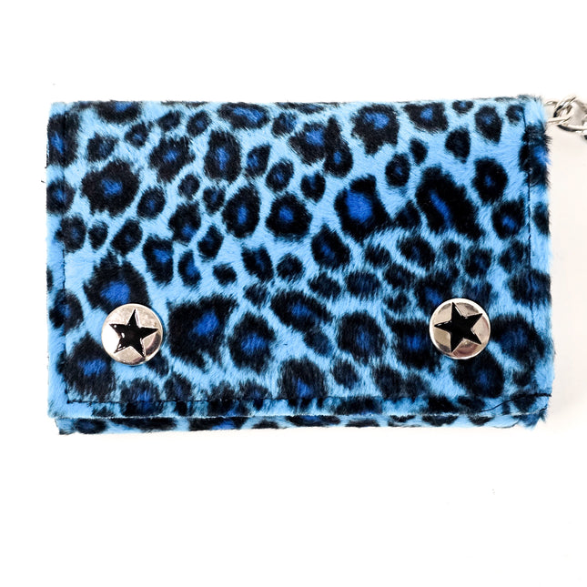 WF-LEO   HANDMADE FUZZY LEOPARD WALLET GEUINE LEATHER INSIDE