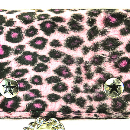 WF-LEO   HANDMADE FUZZY LEOPARD WALLET GEUINE LEATHER INSIDE