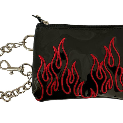 WFL702  EMBROIDERED FLAME PATENT LEATHER