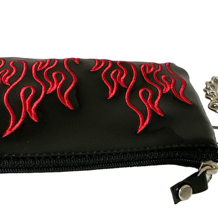 WFL702 RED  EMBROIDERED FLAME PATENT LEATHER