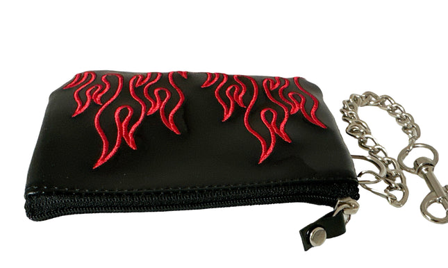 WFL702 RED  EMBROIDERED FLAME PATENT LEATHER