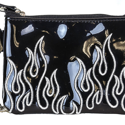 WFL702  EMBROIDERED FLAME PATENT LEATHER