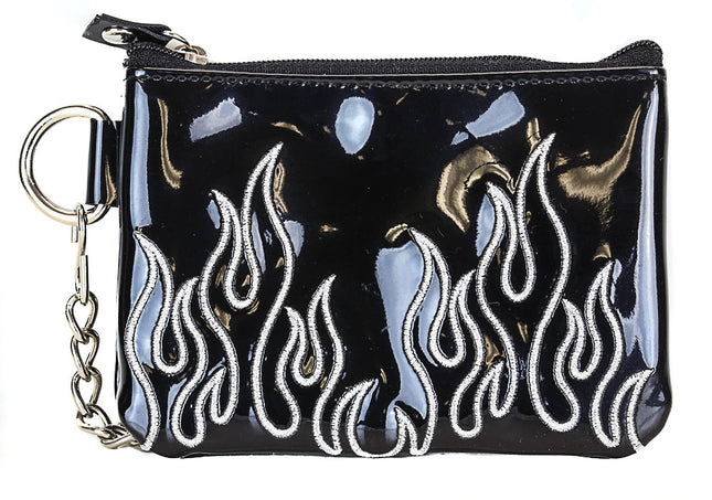 WFL702  EMBROIDERED FLAME PATENT LEATHER