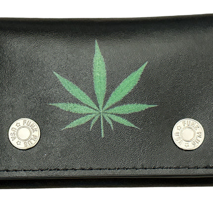 WP-LEAF  MARIJUANA WEED GANJA GENUINE  LEATHER WALLET