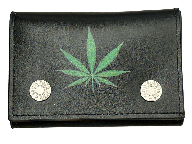 WP-LEAF  MARIJUANA WEED GANJA GENUINE  LEATHER WALLET