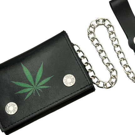 WP-LEAF  MARIJUANA WEED GANJA GENUINE  LEATHER WALLET