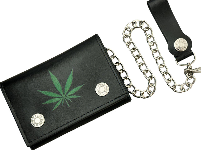 WP-LEAF  MARIJUANA WEED GANJA GENUINE  LEATHER WALLET